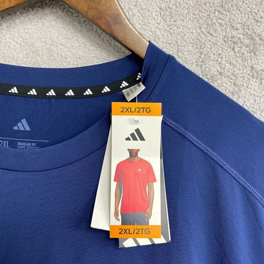 NEW Adidas Men's 2XL Active Tee Blue Crewneck 100% Polyester